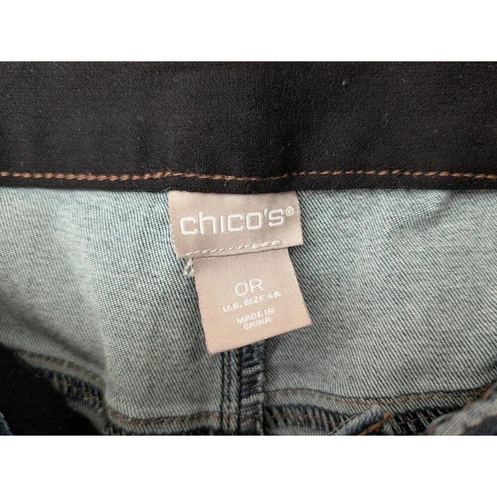 Chico's Dark Blue Denim Gray Beaded Y2K Midrise Ankle Jeans Women's Size 4R - Picture 12 of 12